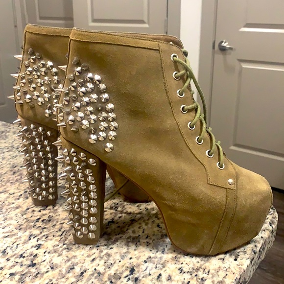Jeffrey Campbell Shoes | Jeffrey Campbell Lita Spiked Platform Bootie | Color: Tan | Size: 8.5 | Savagekravgirl's Closet